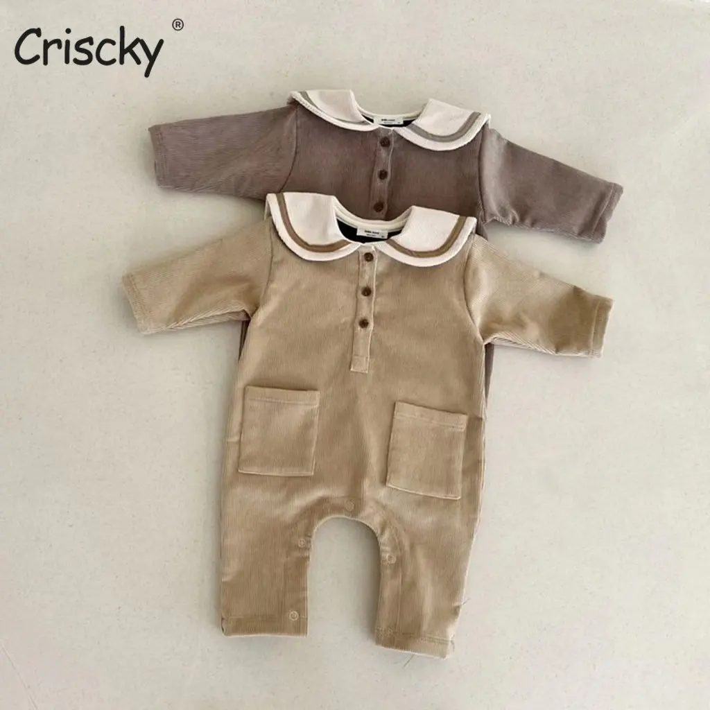 

Criscky 2022 Autumn Winter Newborn Infant Baby Boys Girls Romper Playsuit Overalls Cotton Long Sleeve Baby Newborn Jumpsuit