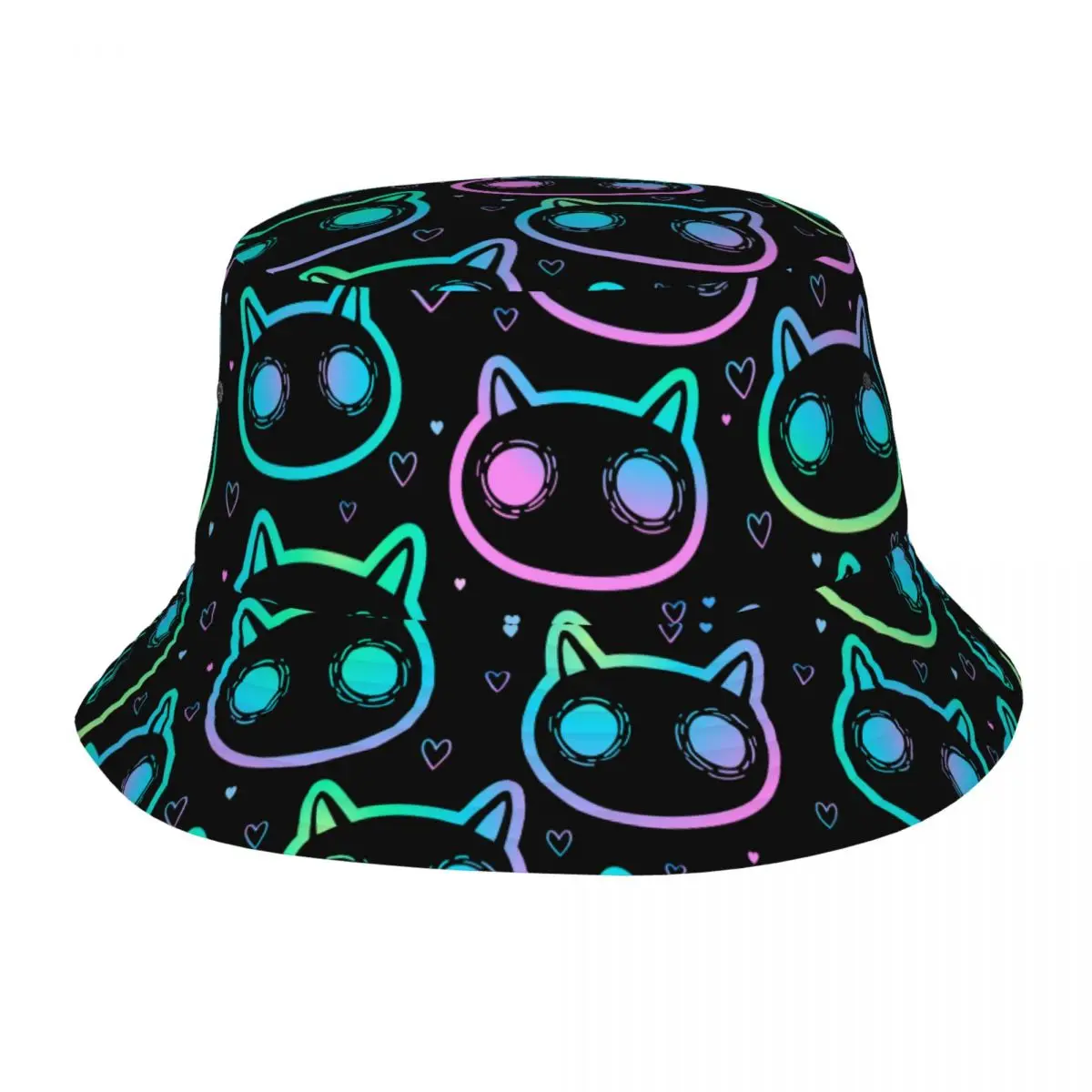 

Beach Hatwear Colorful Scary Cats Accessories Bob Hat Trendy Unisex Sun Hats Bob Hat UV Protection Fishing Fisherman Caps Camp