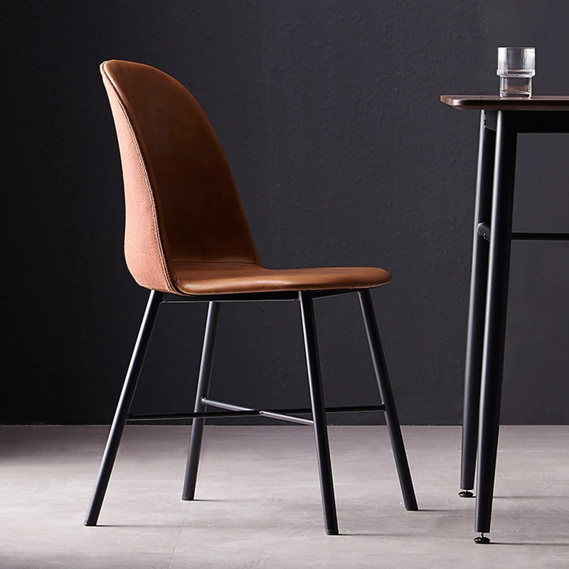 

Black Metal Legs Individual Dining Chairs Leather Upholstered Unique Dining Chairs Dinner Modern Silla Bedroom Cafe Furniture