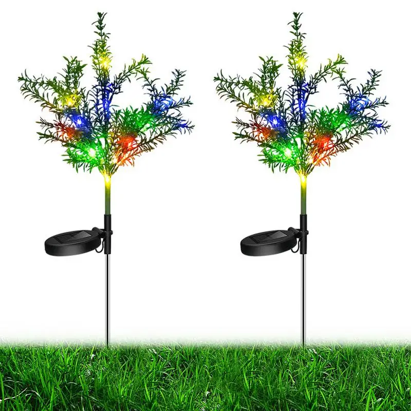 

Christmas Decorative Landscape Lights Pine Ground Plug Outdoor Garden Stake Lights Color Changing Solar Garden Lights 2 Pcs