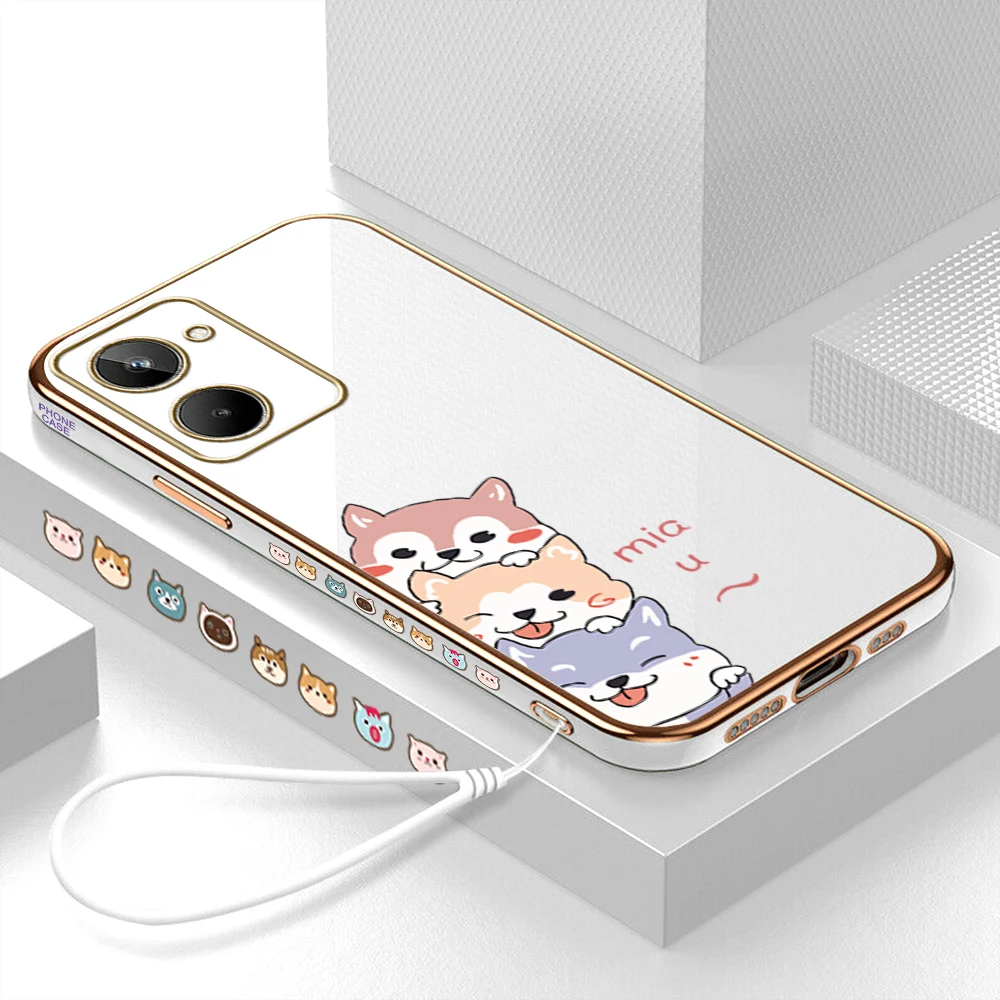 

Cute Case for Huawei Y6 Y6P Y7 Y9 Y7A Y8P Prime Pro 2019 2020 Luxury Plating Silicone Square Phone Back Cover Coque + Lanyard