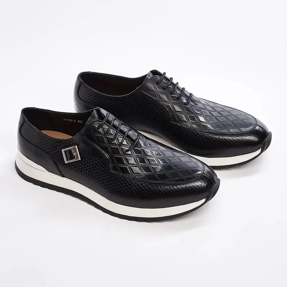 Туфли мужские из натуральной кожи на шнуровке мягкая резиновая удобная