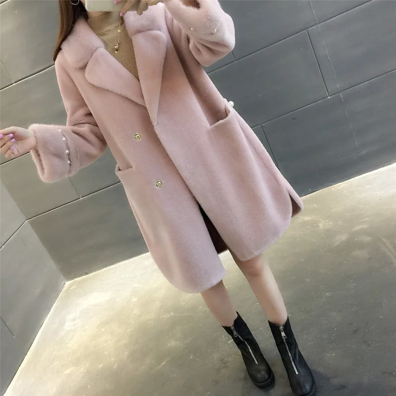 

Luxury brand Real Female Jacket Mink Collar Women's Coat Women Tops Autumn Winter Korean Vintage Sheep Shearling Fur ZT1609