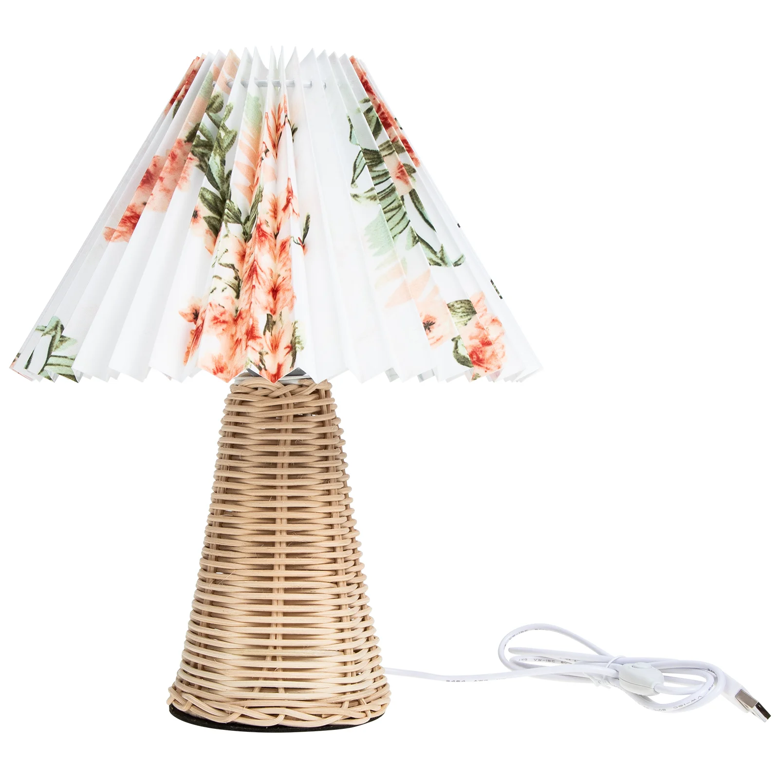 

Lamp Desk Table Rattan Bedside Lamps Pleated Standing Rustic Charging Reading Usb Accent Nightstand Traditional Led Vintage
