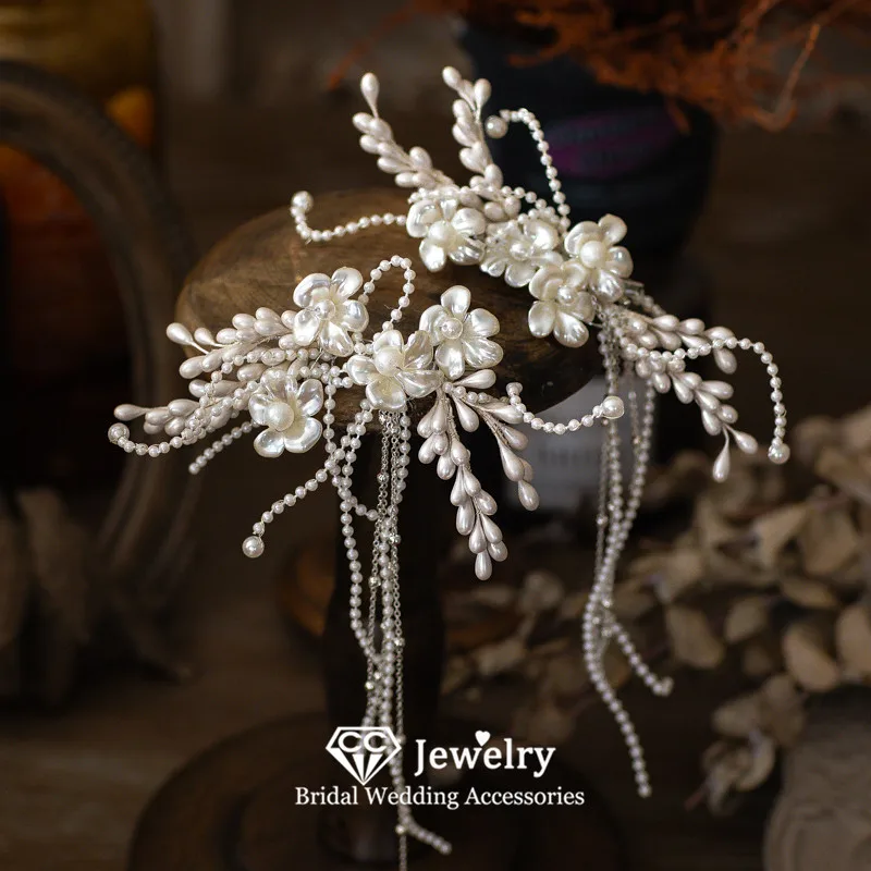 

CC Bridal Hairgrips Wedding Accessories Women Hairwear Engagement Hair Ornaments 100% Handmade Pearl Hairpins Party Gift QS201