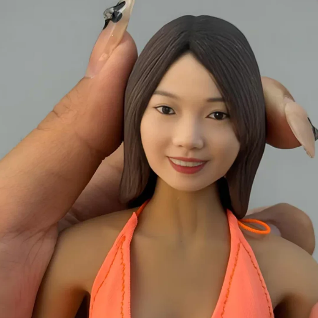 Фото 3D-модель головы азиатки в масштабе 1:6 с выражением лица, подходит для фигурок 1/6 масштаба, для 12-дюймовых фигурок, коллекционные игрушки TBleague. №3