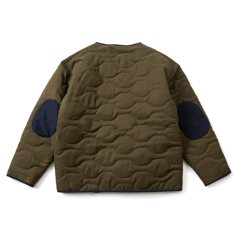 Retro Wear Cashew Flower Pocket Stitching Buckle Element Men's Cotton Jacket Print Button Loose Green Collarless Coat Padded