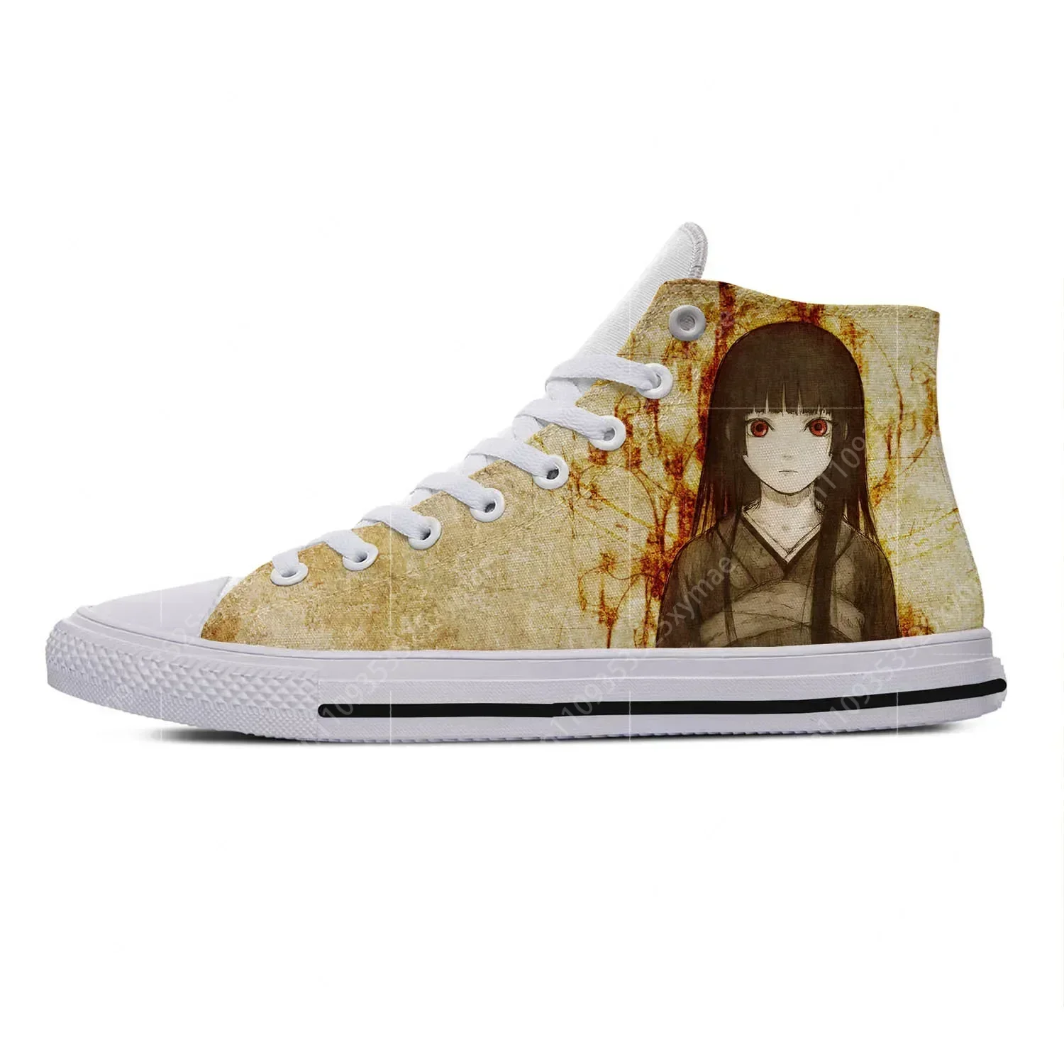 Фото Кроссовки Hell Girl Enma Ai Jigoku Shoujo Mioyosuka High Top для мужчин и женщин, повседневные кеды из канваса с 3D-принтом, легкие кроссовки №4