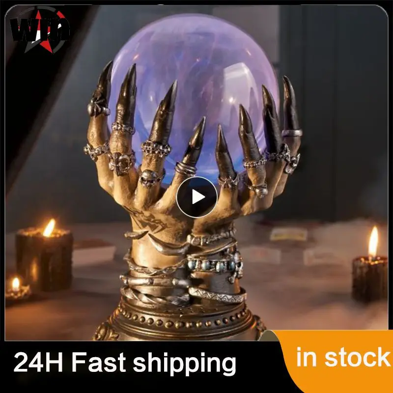 

Home Party Decor Spooky Glowing Skull Finger Luminous Plasma Ball Deluxe Resin Halloween Celestial Crystal Ball Creative