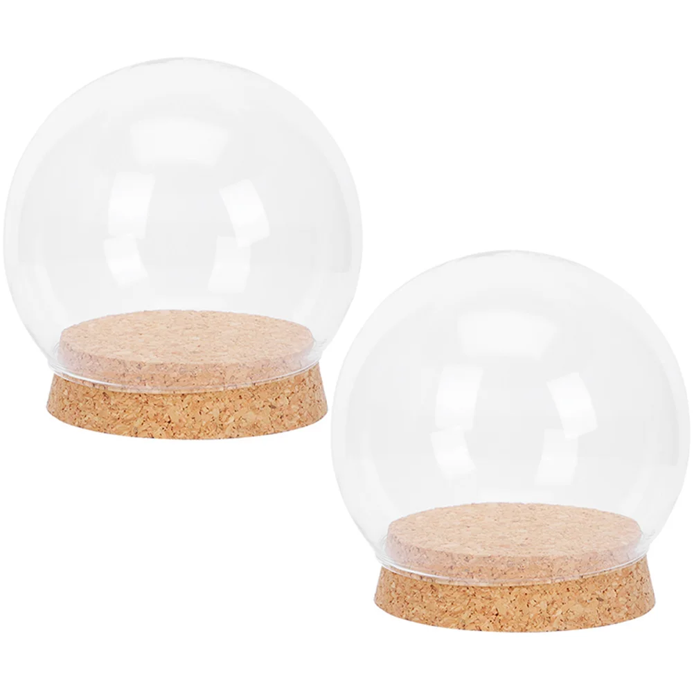 

2 Sets Glass Cover Flower Transparent Domes Small Clear Container Tiny Containers Immortal