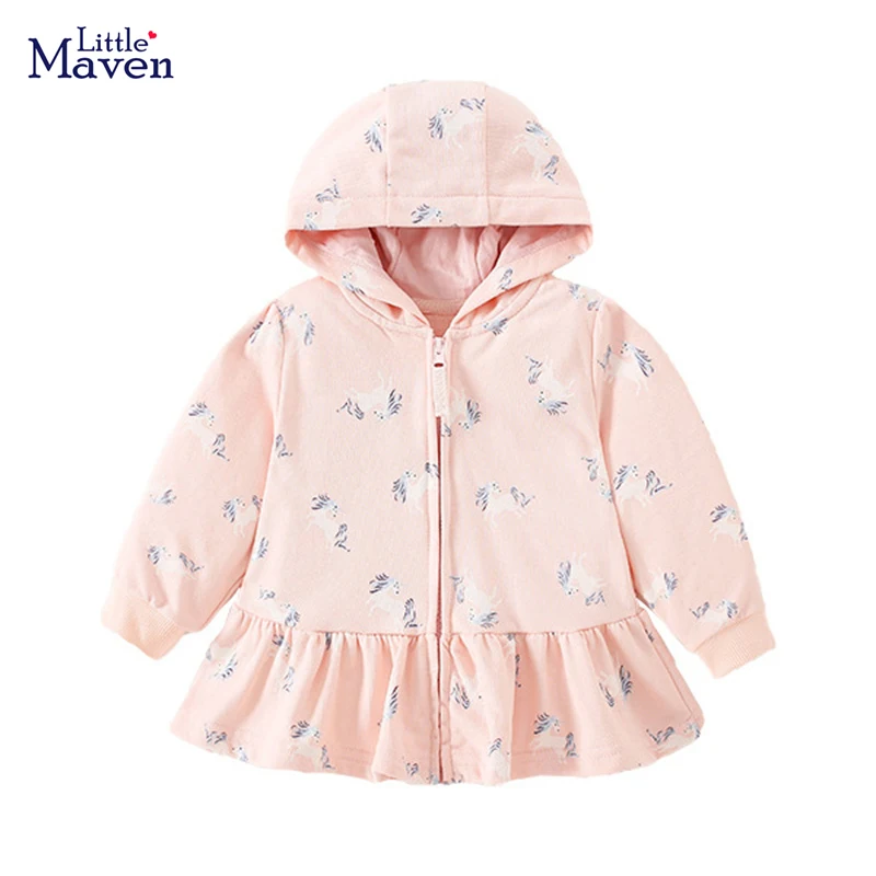 

Little maven Baby Girls Pretty Jacket Coat Spring and Autumn Pink Lovely Unicorn Casual Clothes for Kids 2-7 year