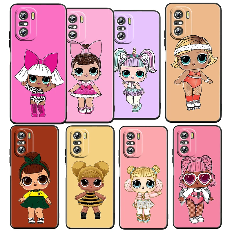 

Love L.O.L. SURPRISE Dolls For Xiaomi Redmi K50 Gaming Pro 5G 10 9 9A 9C 9T 8 7 6 5 4X TPU Soft Black Phone Case Fundas Capa