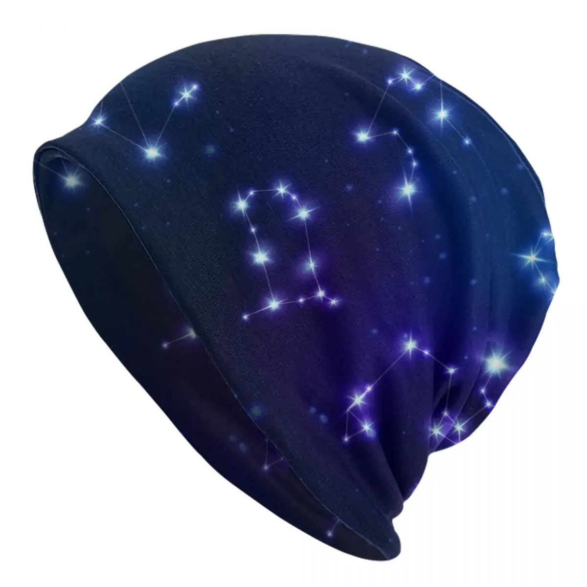 

Men's Beanies for Women Outdoor Bonnet Hats Unisex Knitted Hat Hip Hop Cap Constellation Zodiac Bright Blue Star Night Sky
