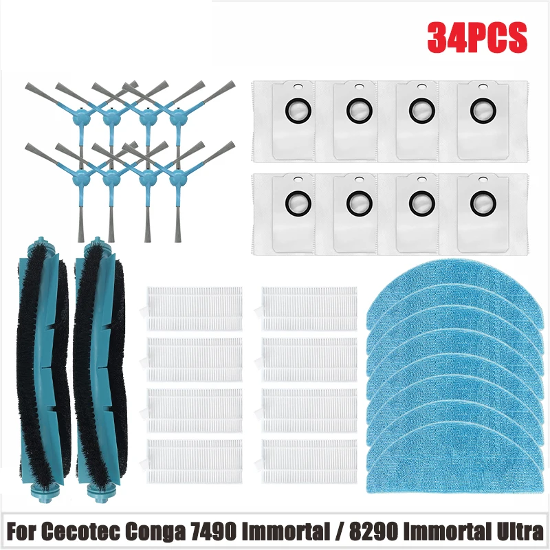 Для Cecotec Conga 7490 Immortal / 8290 Kabum Smart 900 Запчасти для пылесоса Brush Mop Filter Part Accessories