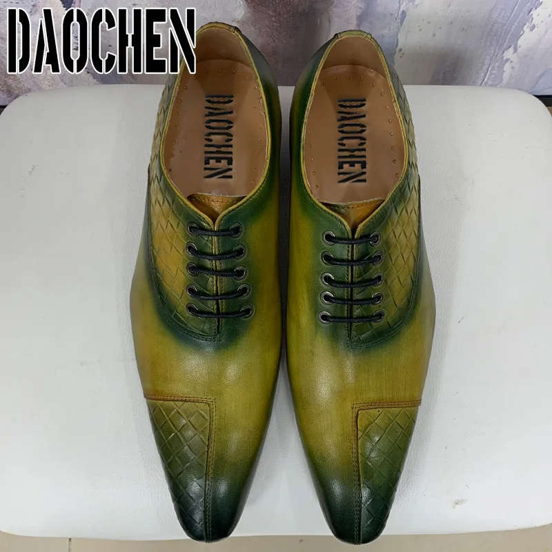 Туфли-оксфорды мужские с разрезом роскошные дизайнерские на шнуровке принтом