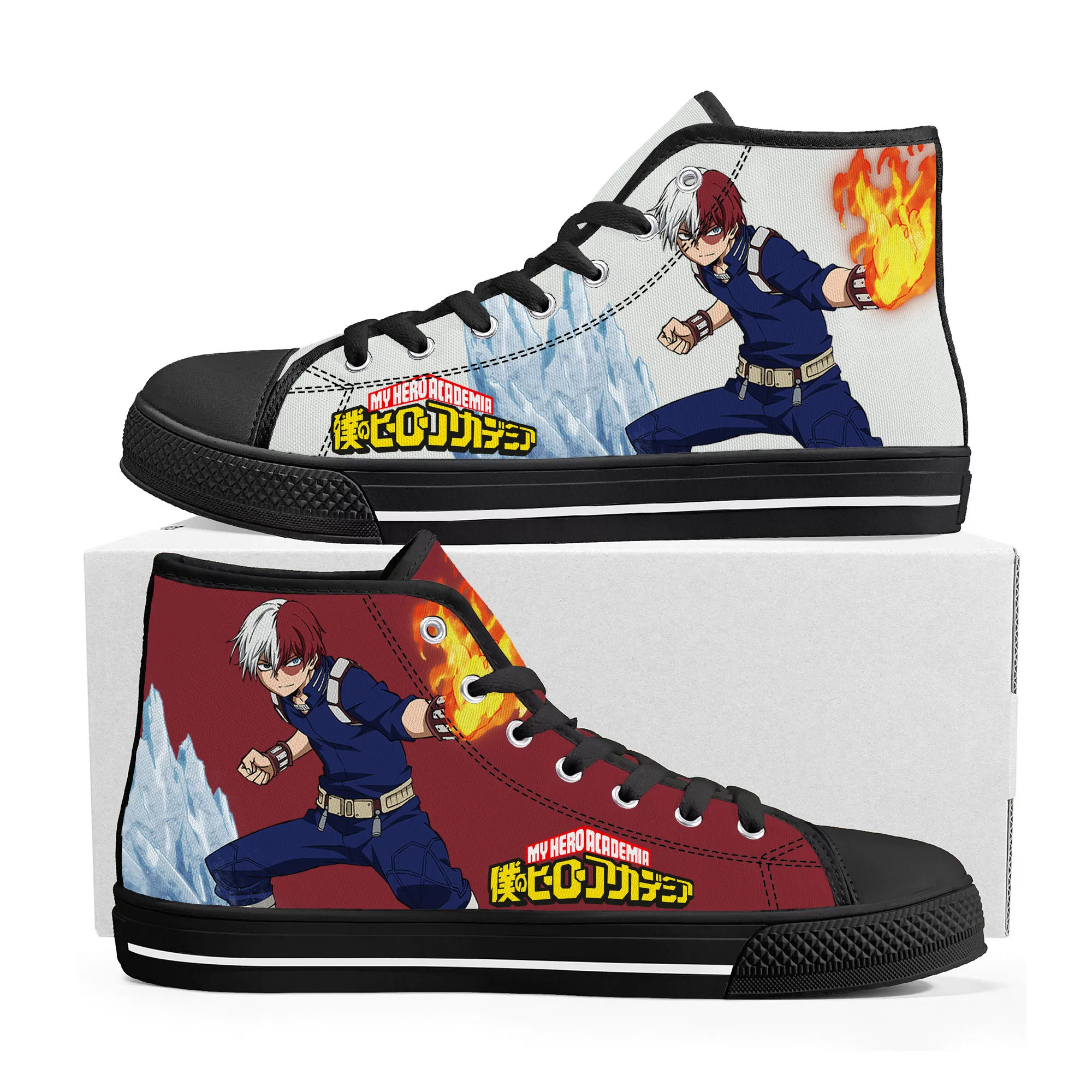 

Shoto Todoroki My Hero Academia High Top Sneakers Mens Womens Teenager High Quality Canvas Sneaker Couple Shoes Custom Shoe