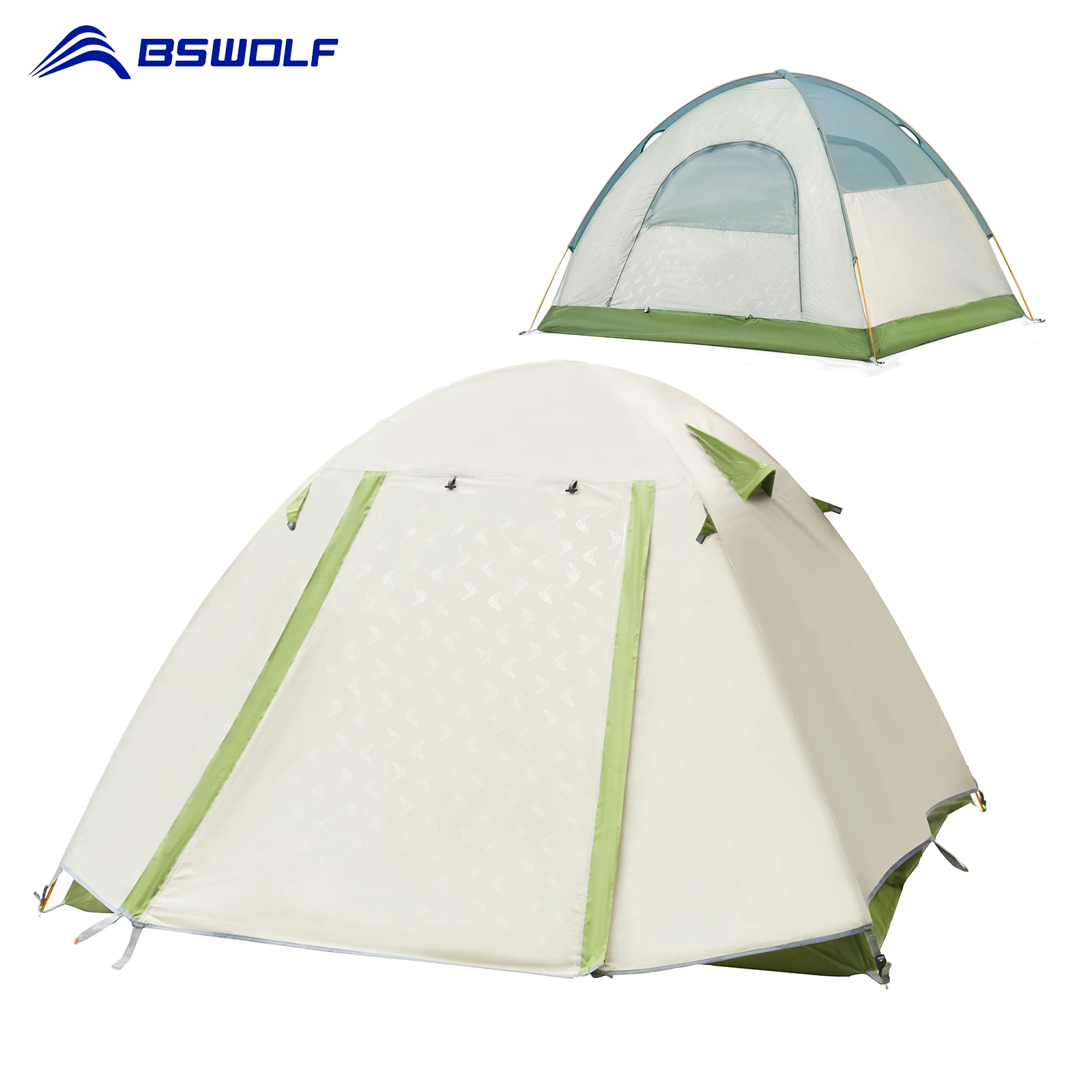 Туристическая палатка BSWOLF на 2-4 человек легкая двухслойная из алюминия для пеших