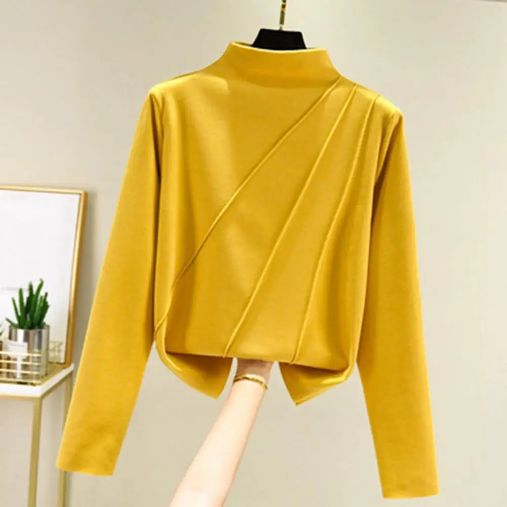 

Fashion Long Sleeve Solid Color Women Top Women T-Shirt Coldproof Cold Resistant
