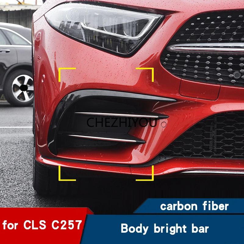 

Car carbon fiber front bumper accessories for Mercedes CLS300 350 cls C257 W257 car stickers decorative rear bumper 2018-2020