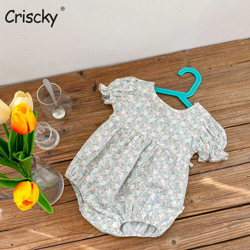 

Criscky Baby Boy Short Sleeve Bodysuit Summer Pure Cotton Floral European and American Children's Clothes for Newborns