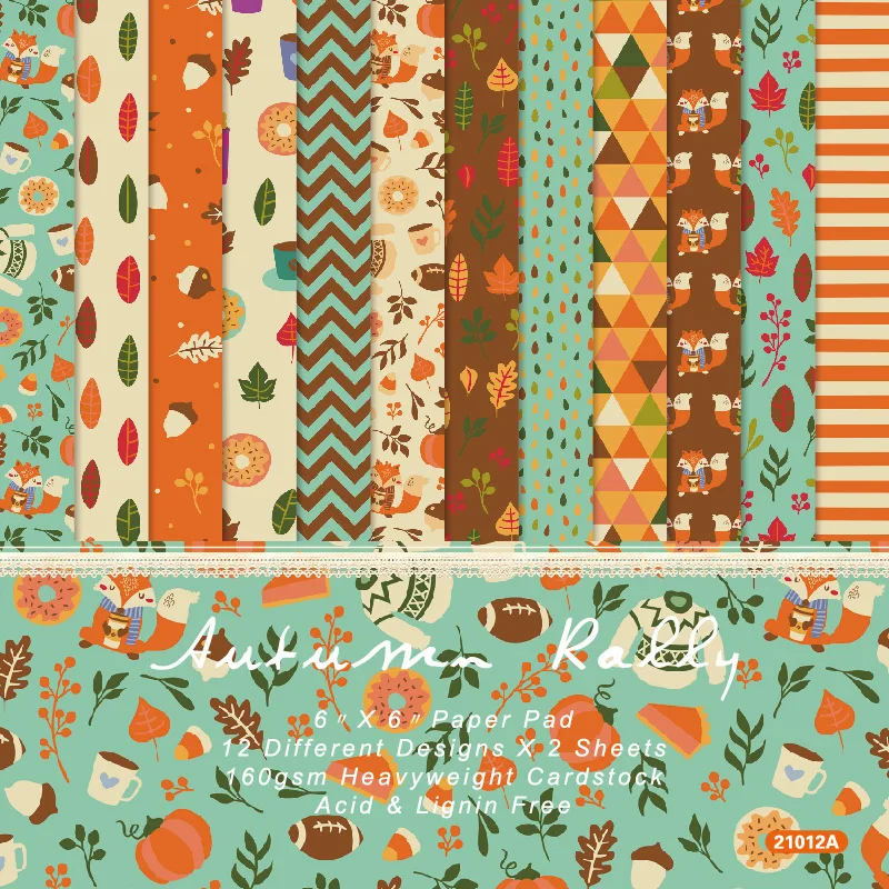 6 &quotX6&quot Осенняя бумага для скрапбукинга Скрапбукинг с рисунком бумажная