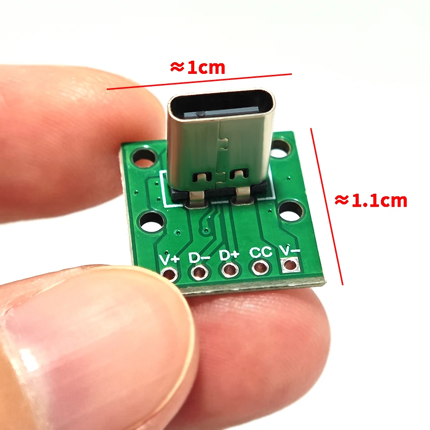 Фото Вертикальная USB Type-C плата-адаптер с разъемом Type-C (14-контактный) на 2.54 (5-контактный) для тестирования данных на печатной плате №2