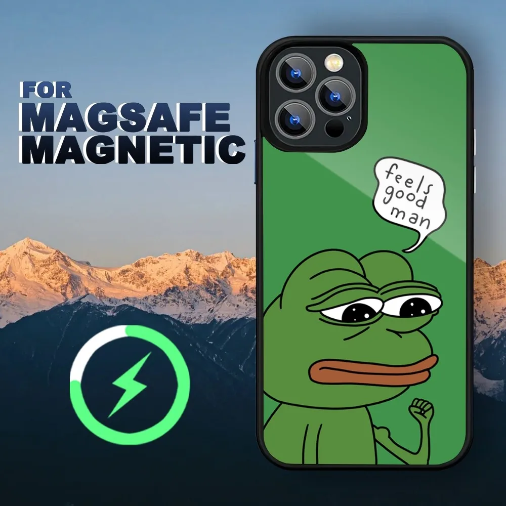 Забавный чехол F-Frog Pepe для телефона iPhone 15 14 11 12 13 Pro Max Plus Magsafe чехлы с беспроводной