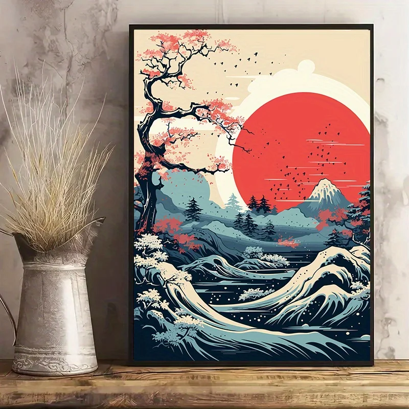 Настенное искусство с японскими природными пейзажами винтажный холст идеальный