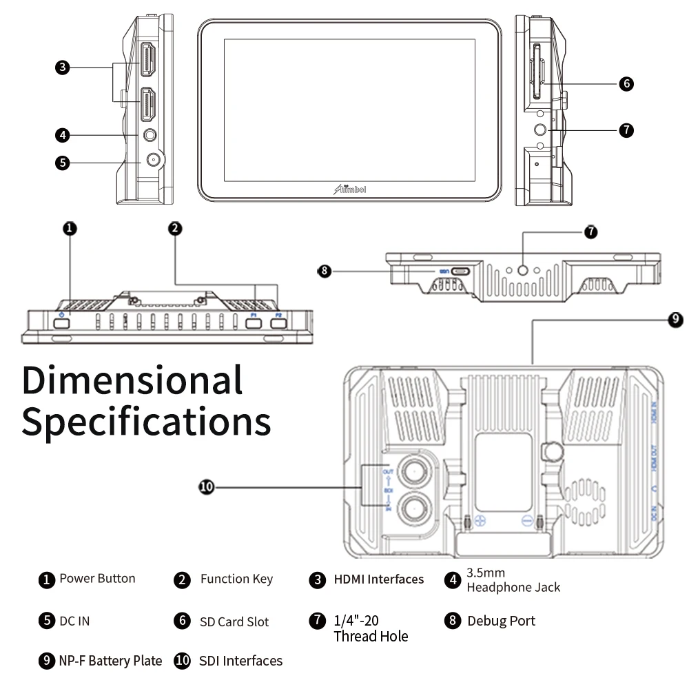 Монитор записи SHIMBOL MEMORY I PRO 5 5-дюймовый сенсорный экран 2000 нит монитор