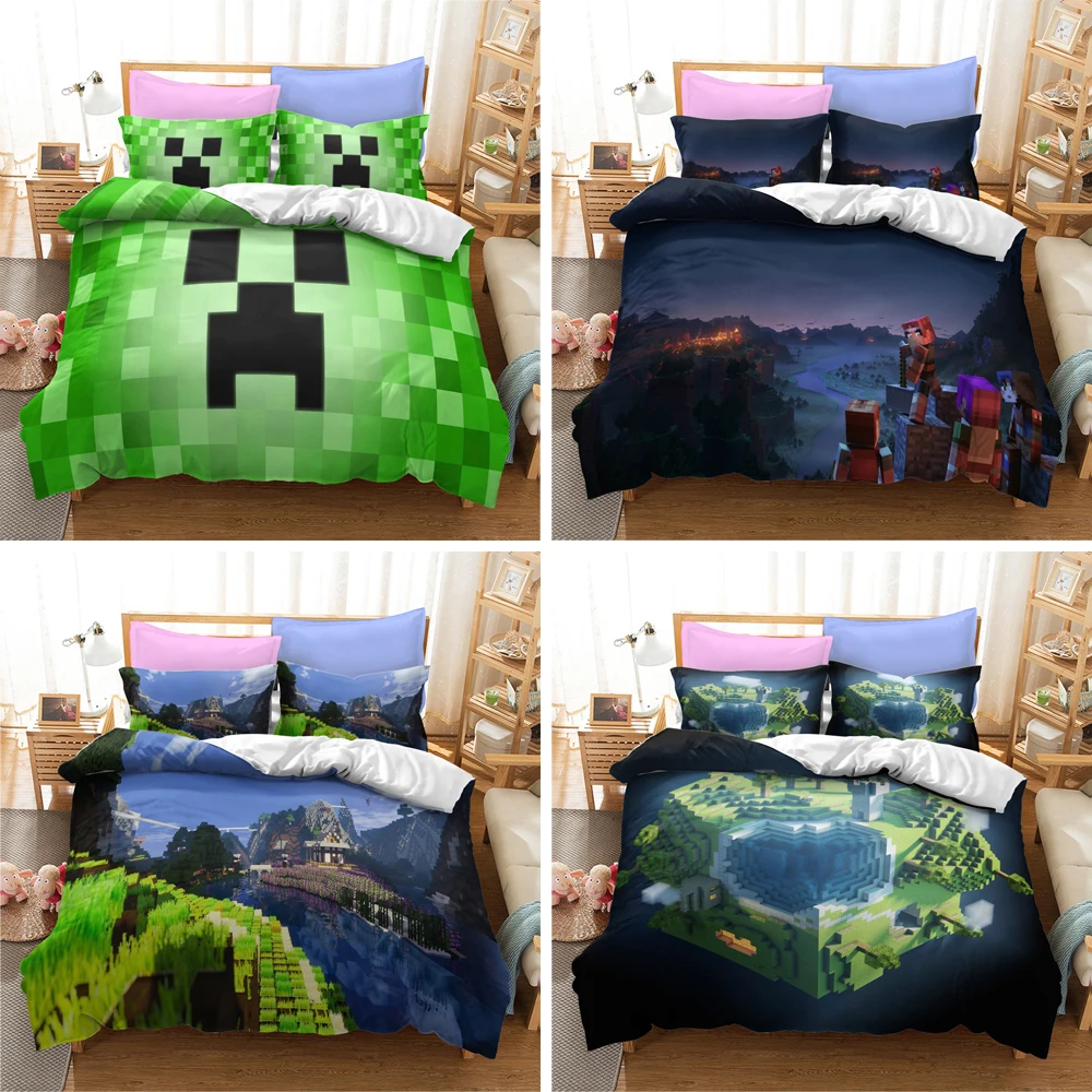 

3D Sandbox Game Print Duvet Cover Cartoon MC Bedding Set Quilt/Comforter Cover Teens Kids 2/3pcs Twin Queen King Size Bedclothes