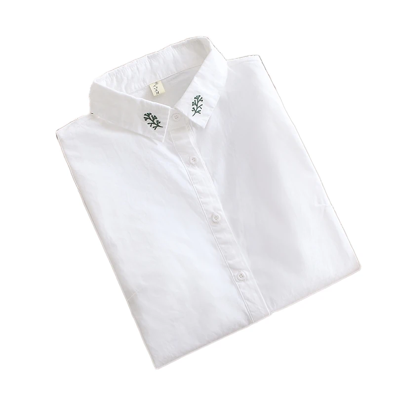 Женские повседневные топы с длинным рукавом Вышивка Белый Топ сексуальные