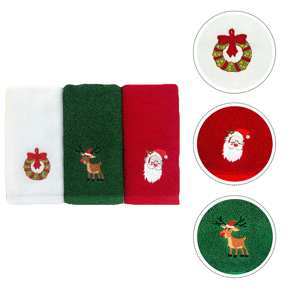 

Towels Christmas Towel Bathroom Kitchen Hand Holiday Dish Washing Face Giftembroidered Cleaning Decorative Basin Soft Washcloths