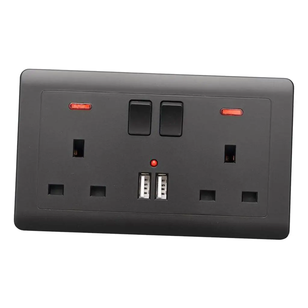 

Розетка USB 2 Gang 13A с зарядным устройством, Черная