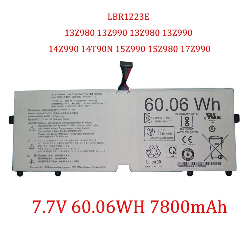 Белый Аккумулятор для ноутбука LG LBR1223E 13Z980 13Z990 13Z980-G U A 14Z990 14T90N 15Z990 15Z980 17Z990 7 В 60.06WH 7800
