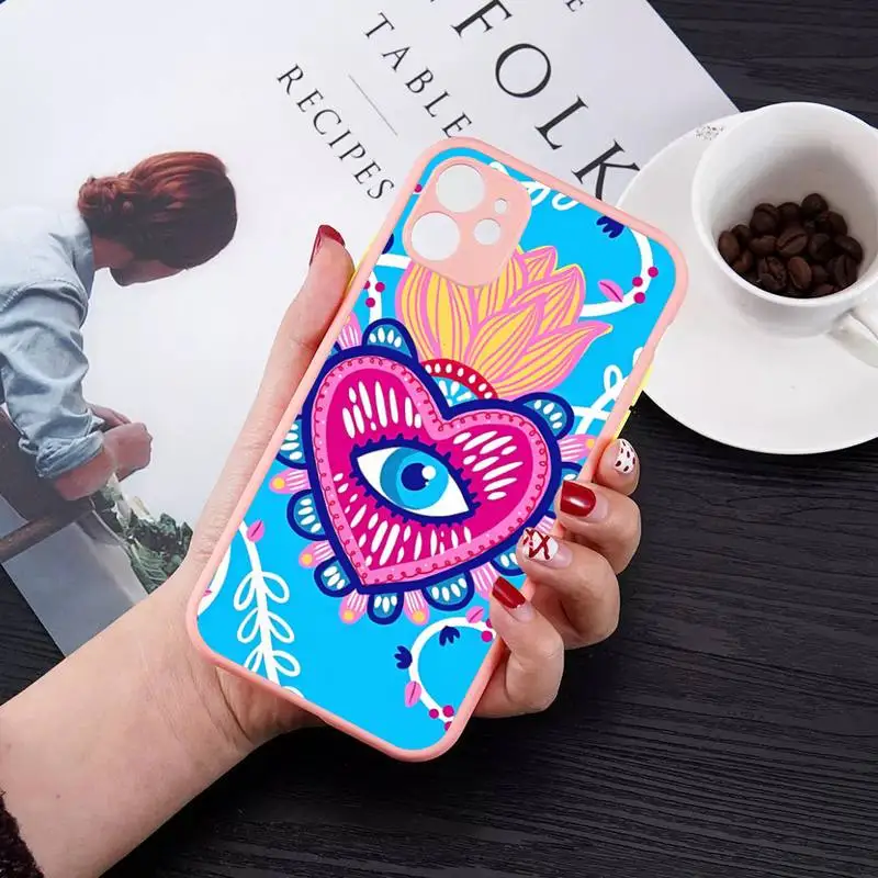 Lucky Eye Blue Evil Eye Phone Case for iPhone 14 11 12 13 Mini Pro Max 8 7 Plus X XR XS MAX Translucent Matte Cover