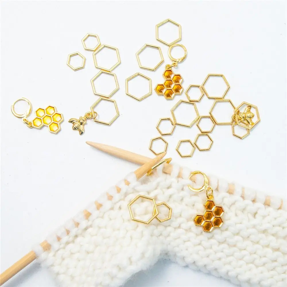 

DIY Hexagon Bee Locking Stitch Markers Crochet Locking Needle Clip Pendants Needle Clip Marker Knitting Tools Knitting Accessory