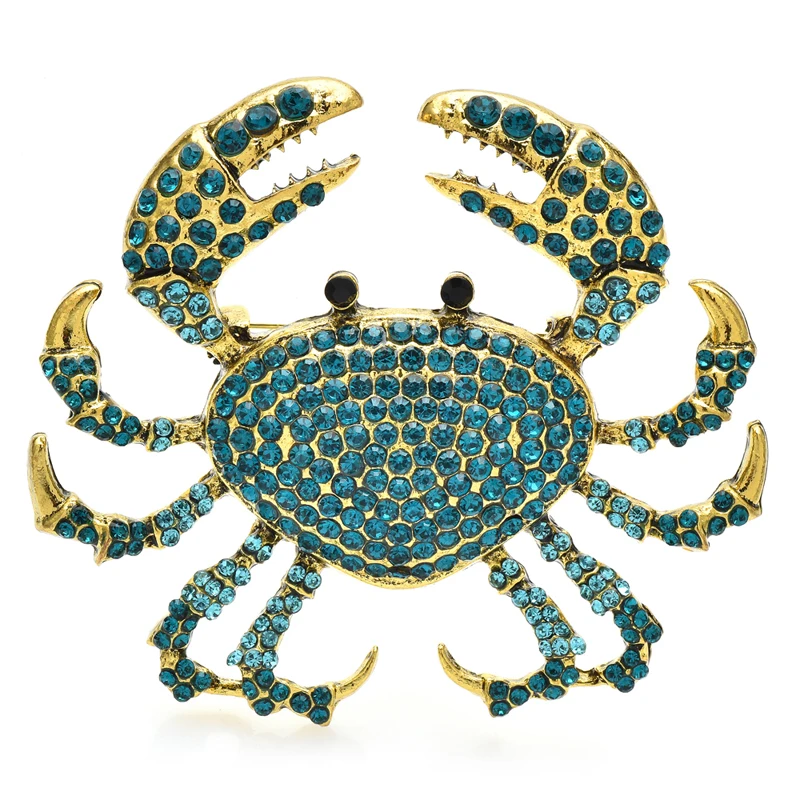 

Wuli&baby Luxury Crab Brooches 3-color Sparkling Rhinestone Lovely Sea Animal Women Unisex Party Office Brooch Pins Gifts