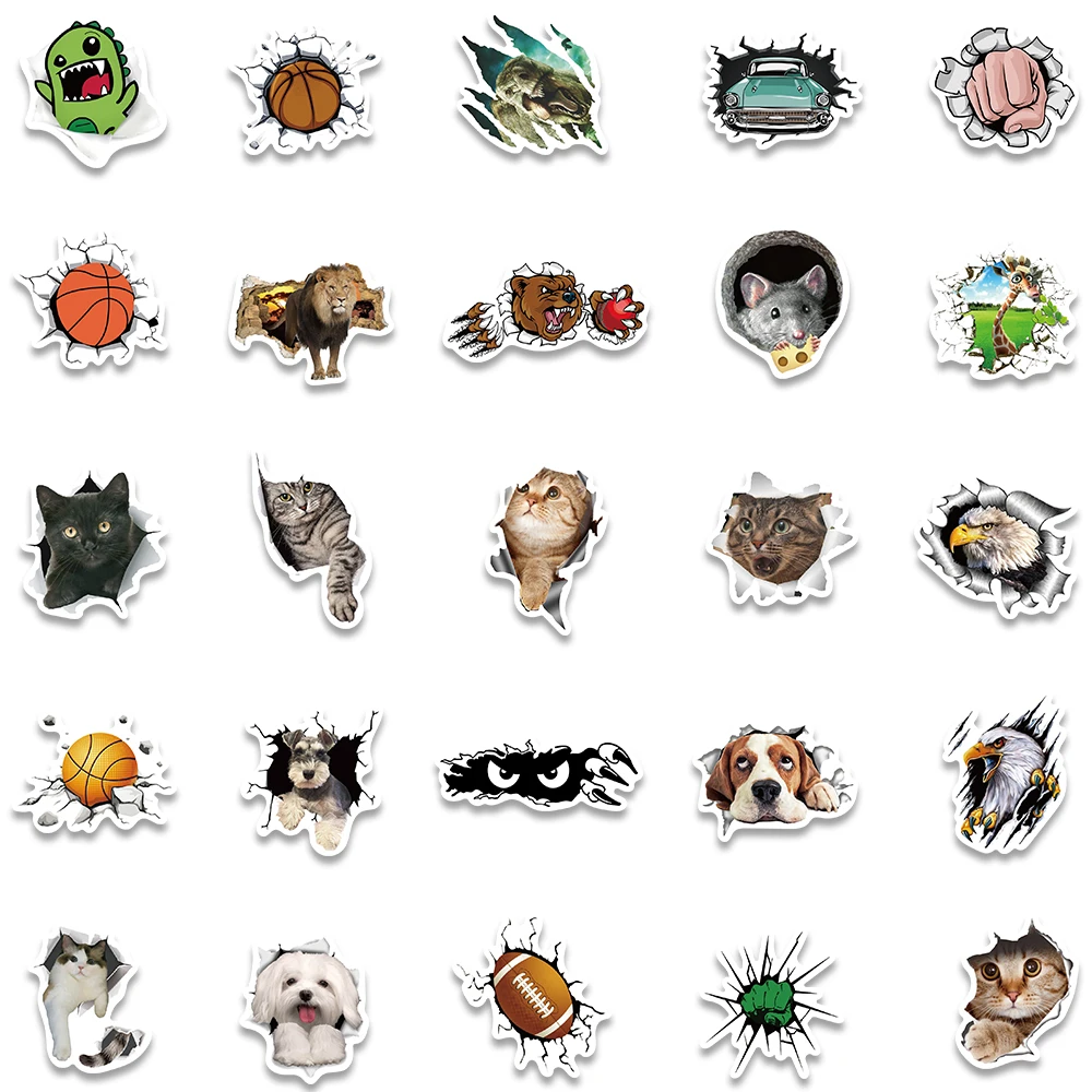 10/50 шт. 3D-наклейки в виде кошки |