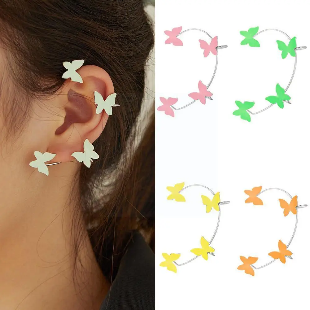 

Luminous Butterfly Ear Bone Clip For Women Sweet Exquisite Sparkling Metal Ear Cuff Clip Non-Piercing Earring Fashion Jewel B8L7