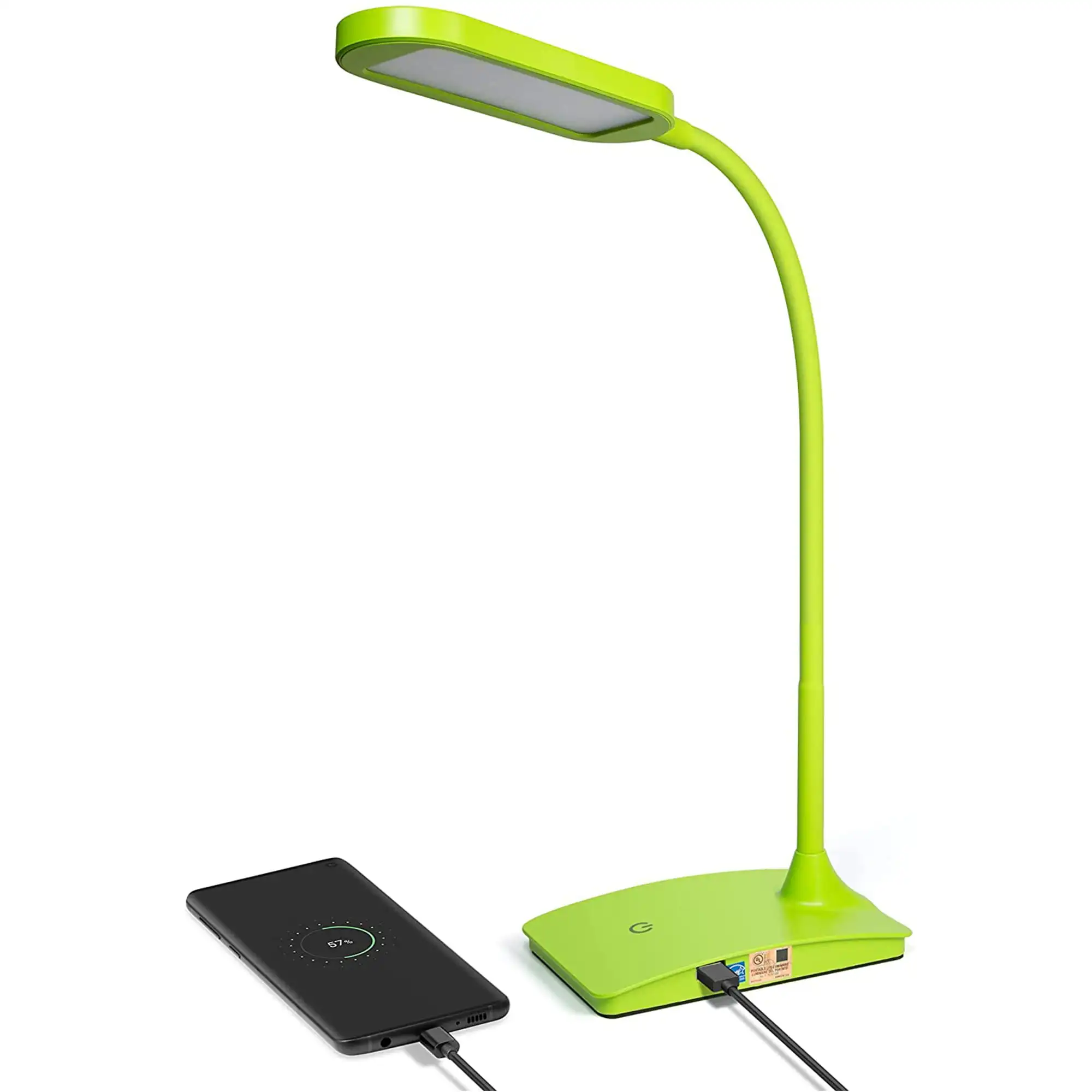

LED Desk Lamp with USB Charging Port Dimmable Study Home Office Lamps Green