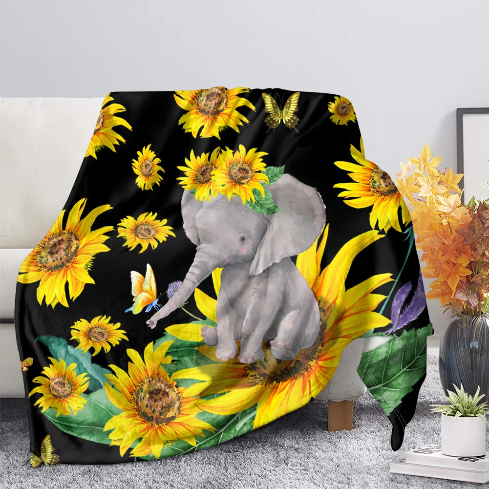 

Одеяло флисовое с милым Рисунком Слона, удобное мягкое покрывало для детей и взрослых, домашнее постельное белье