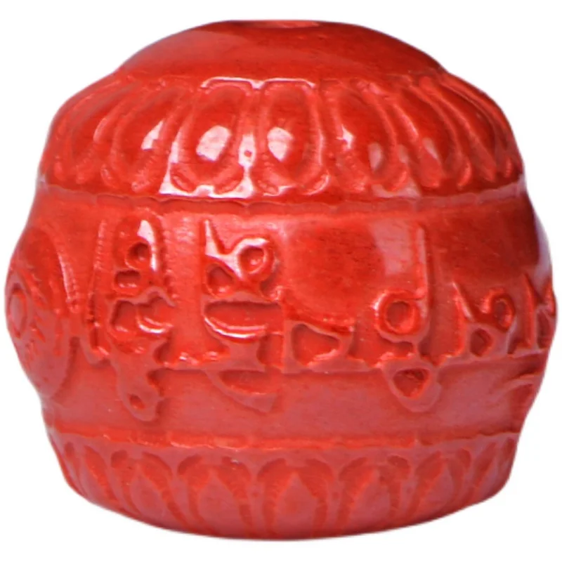 

4A Cinnabar Zinnober Six Word Mantra Genuine Quartz Crystal Single Bead DIY Jewelry Material Loose Beads