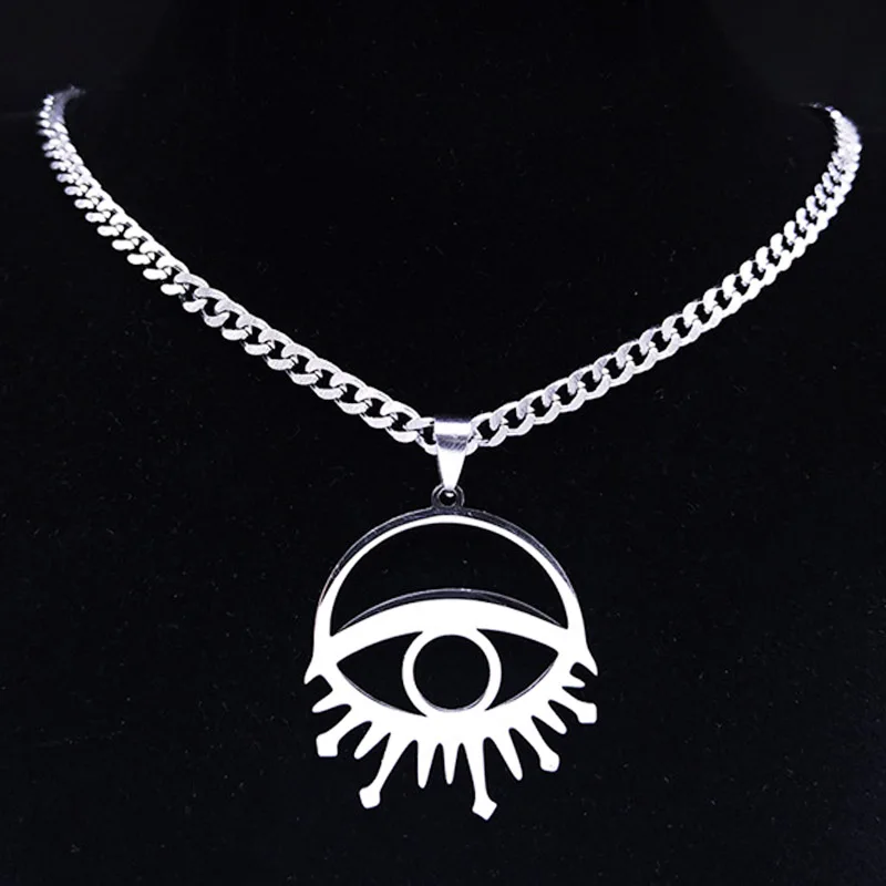 

Hip Hop Evil Turkish Eye Necklace for Women Men Stainless Steel Lucky Eyes Amulet Pendant Necklaces Jewelry ojo turco N4604S06