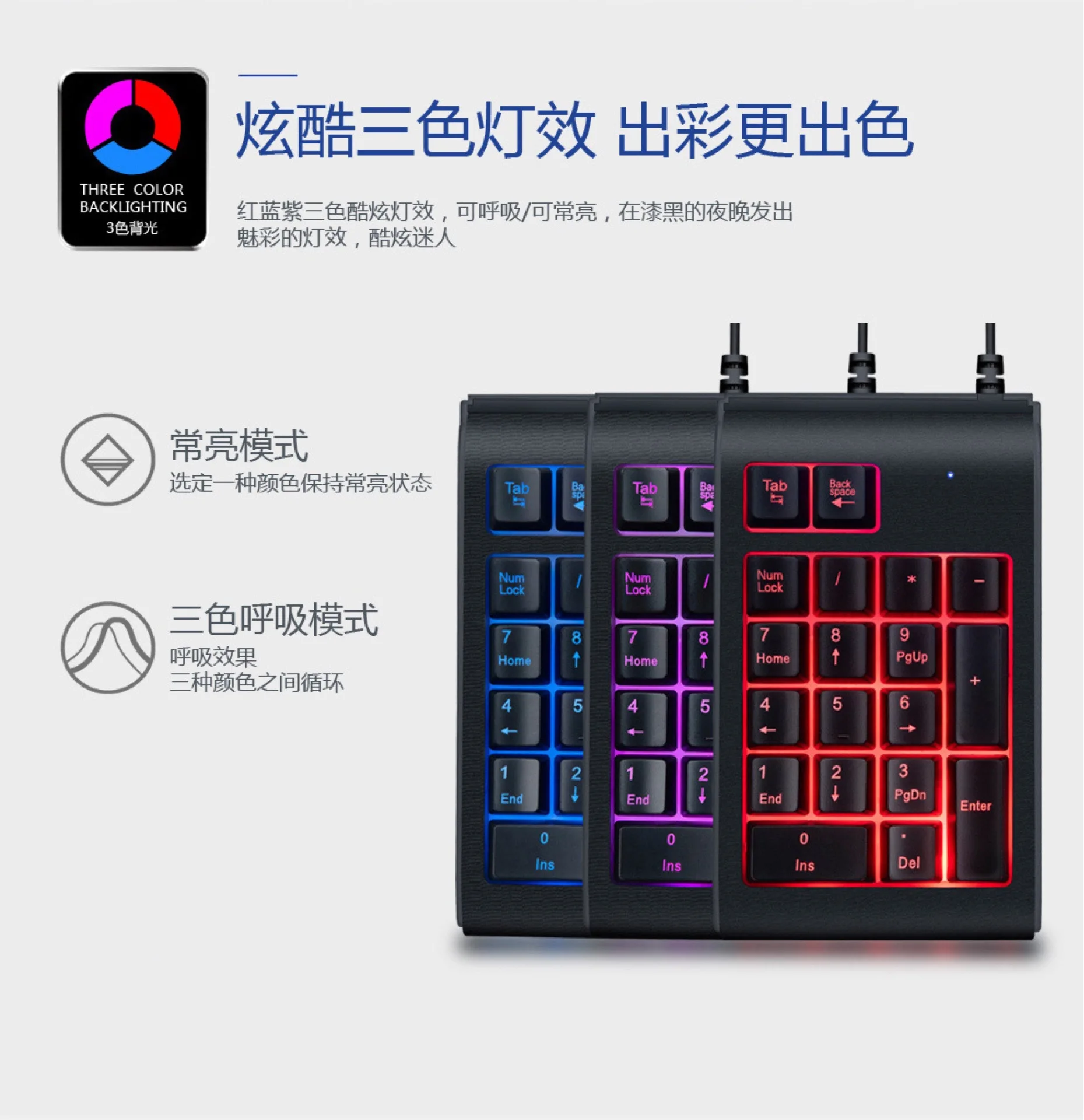 

Three-color backlit wired numeric keypad bank financial cash register mini keyboard waterproof numeric keypad
