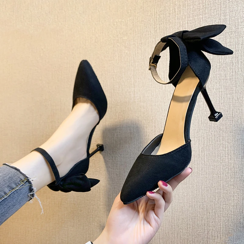 

Beige High Heels Brief Pumps Slimming Shoes Shallow Mouth Sandals Ladies 2022 Pointed Wedge 12cm Sweet Spring All-Match Retro Af