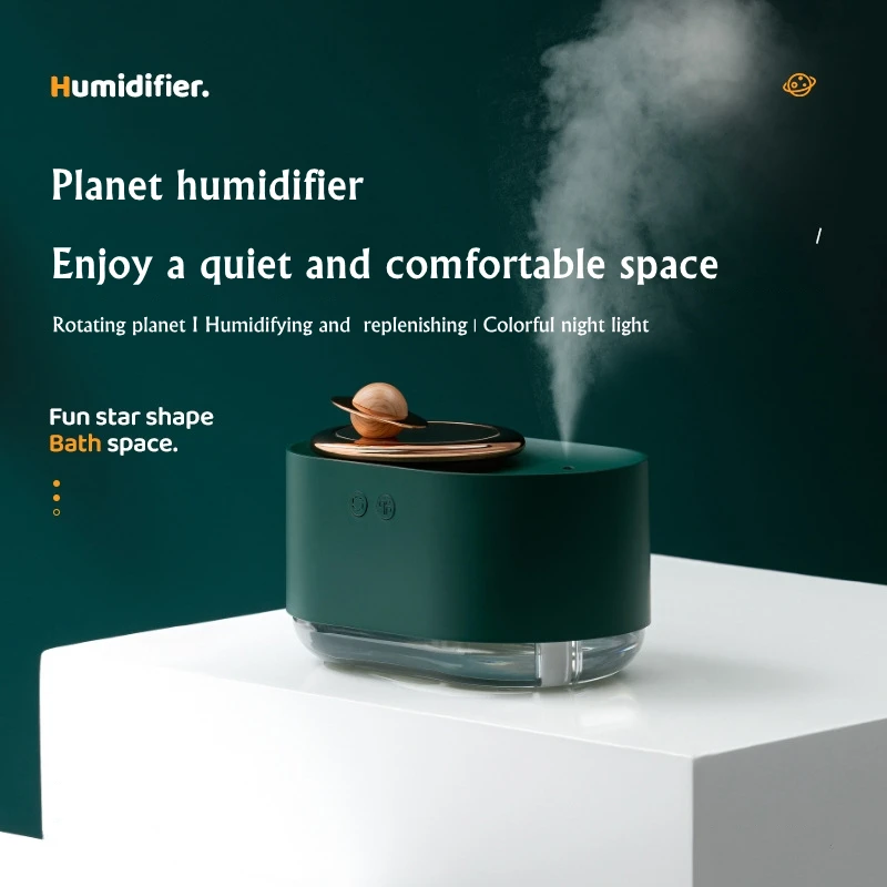 

300ML Rotating Planet Wireless Air Humidifier USB Chargeable 1200mAh Battery Ultrasonic Mist Maker Aroma Diffuser with LED Lamp