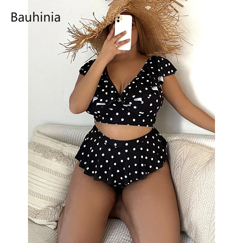 Bauhinia 2022 New Brazilian Bikini Set Plus Size Female Ruffle Swimwear Sexy Push Up Swimsuit High Waist Bathing Suit Biquini