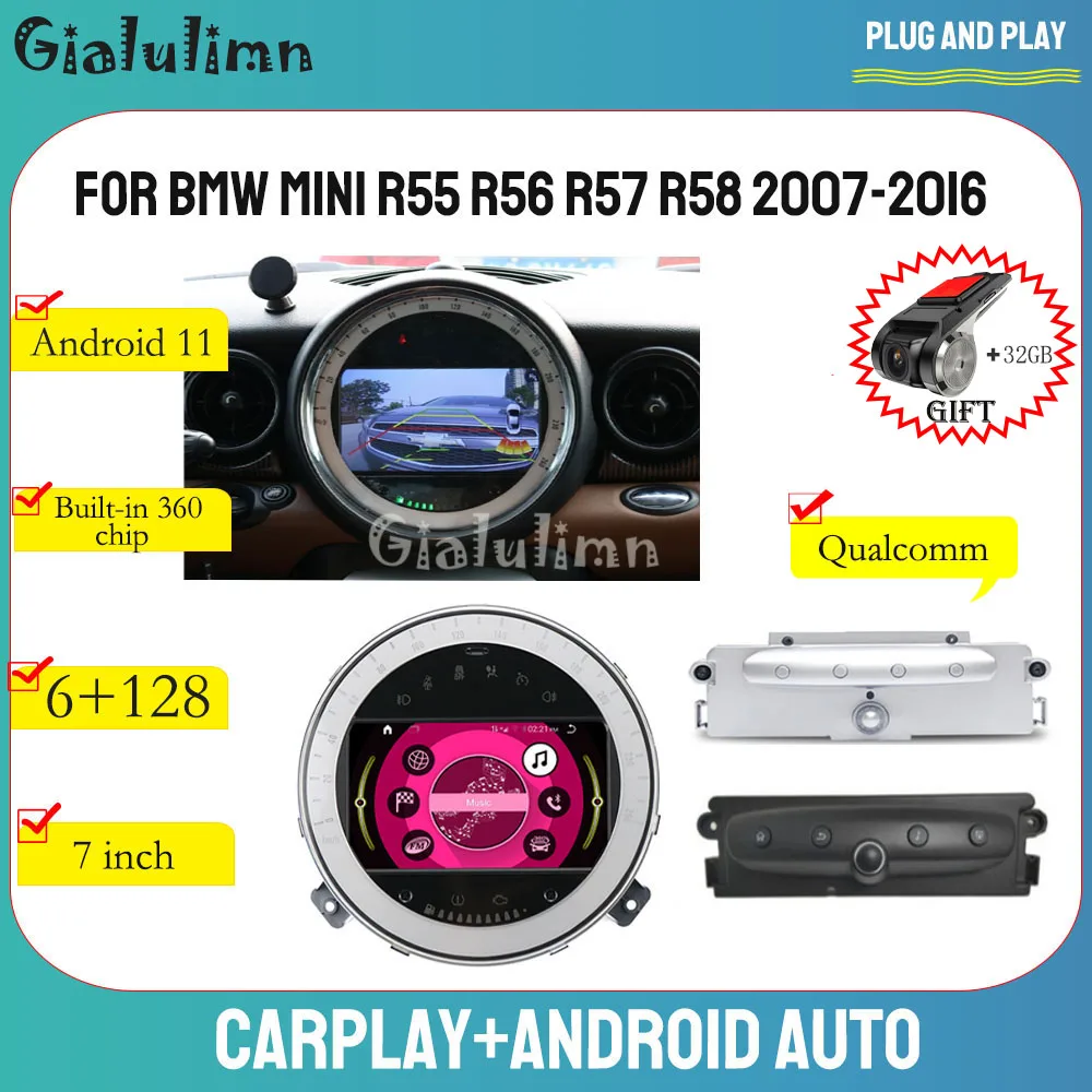 

Gialulimn Car Radio Recorder Multimedia For BMW Mini Cooper R55 R56 R57 R58 2007 2016 Android 11 7Inch screen GPS carplay Navi