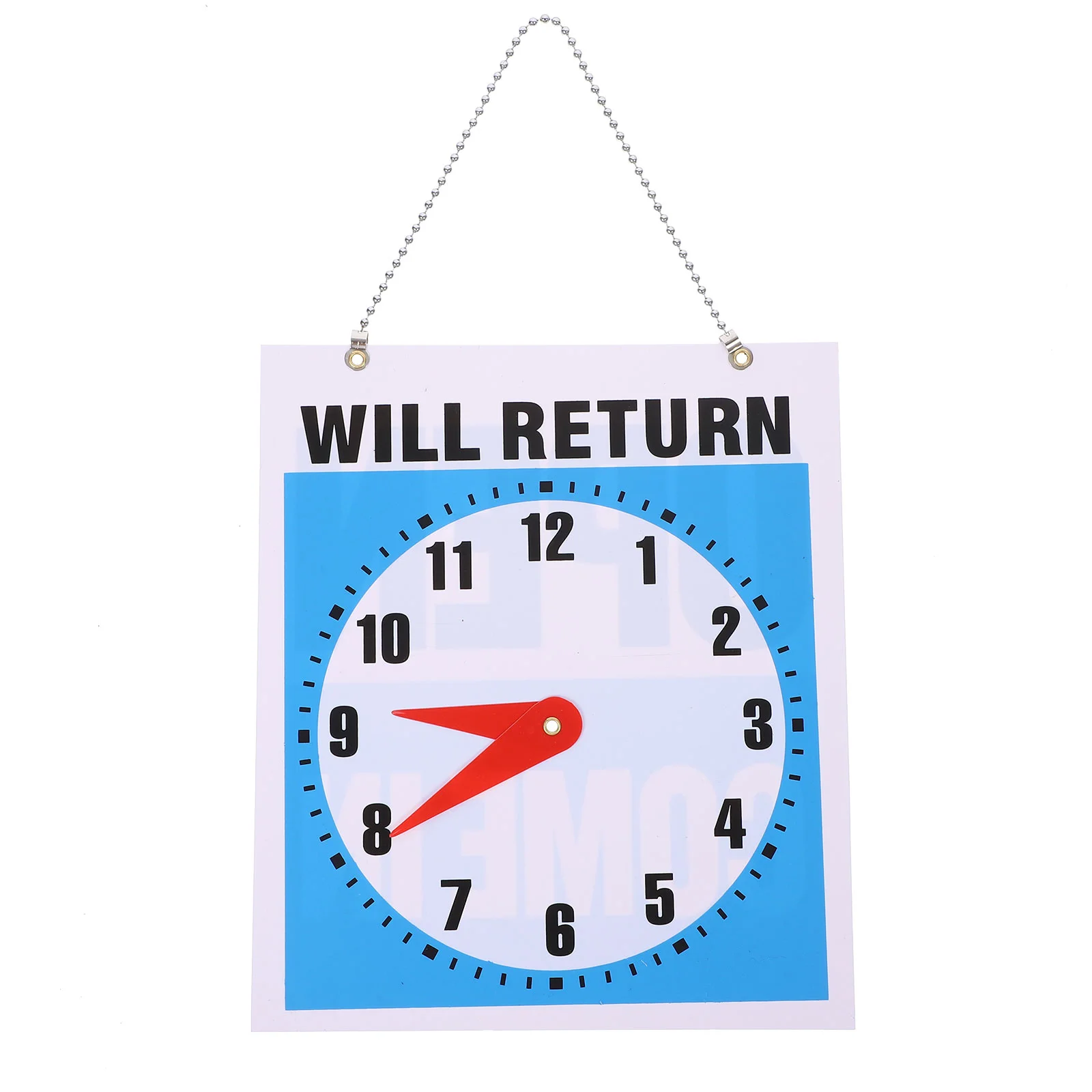 Open and Closed Sign, Will Return Clock with Hanging Chain, 