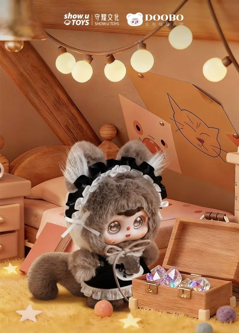 Фото Оригинальная коллекционная плюшевая виниловая кукла-фигурка DOOBO Lucky Meow Tales Cafe Series в закрытой упаковке, украшение, подарок для девочек №3
